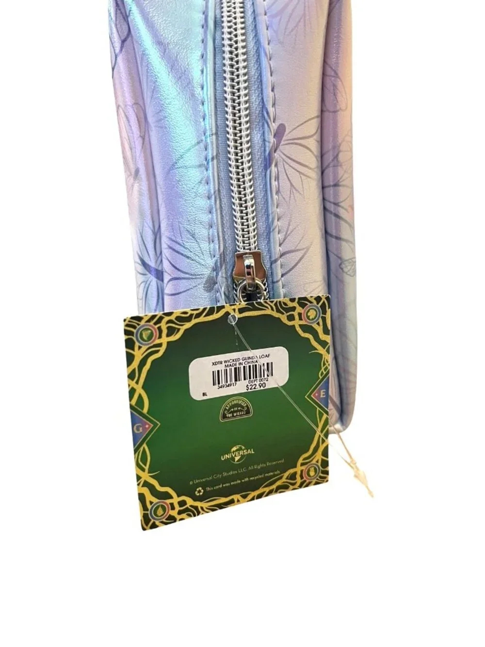 Her Universe Wicked Glinda Lilac Butterfly Iridescent Cosmetic Bag NWT